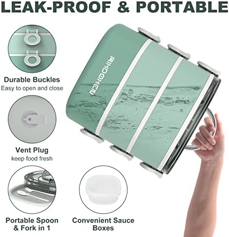 RIKDOKEN Lunch Box, Stackable 3 Layers Containers, Portable 94OZ Large