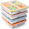 4 Pack Stainless Steel Snack Containers with Lids, 4-Compartment