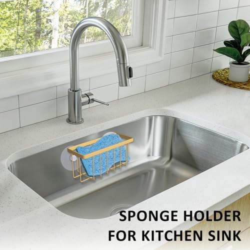 SHFKS Kitchen Sink Sponge Holder, Gold
