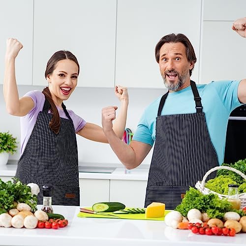 Handepo 12 Pcs Cotton Striped Aprons for Cooking