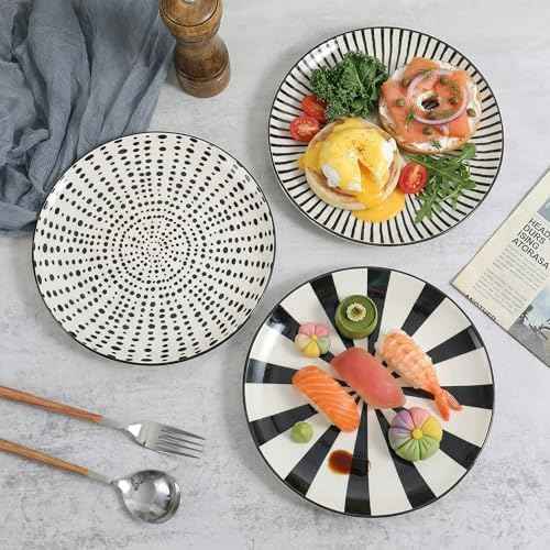 Ceramic Dessert Plates 8 Inch - Salad Appetizer Plate Set of 6