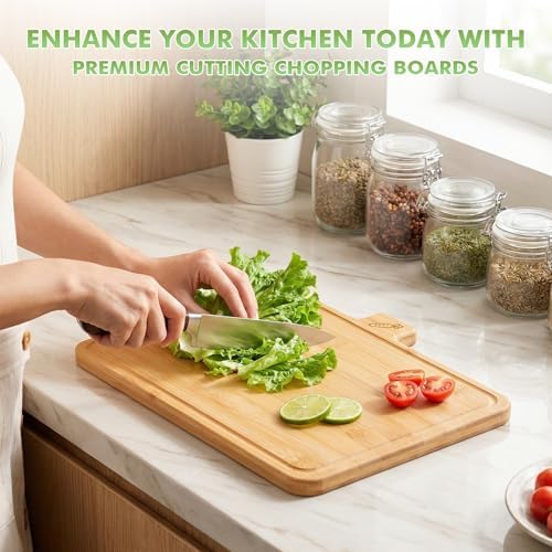 4-Piece Bamboo Cutting Board Set with Elevated Holder