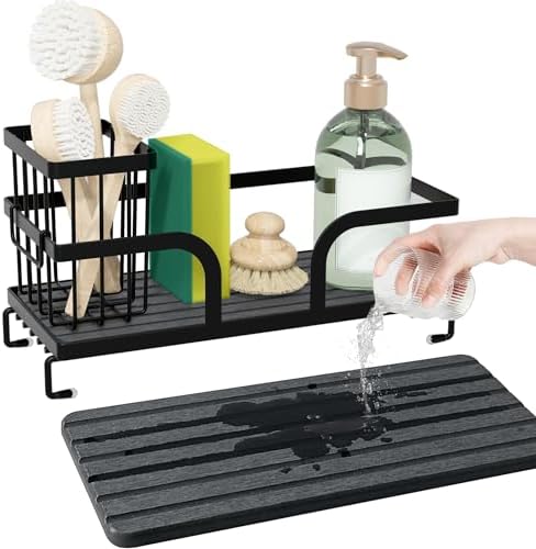 Sponge Holder for Kitchen Sink, 9.7" x 4.2" x 2.6", Black