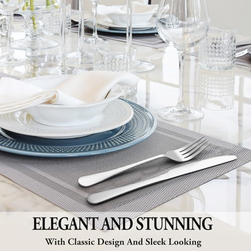 24 Pcs Silverware Set with Steak Knives for 4, Stainless Steel