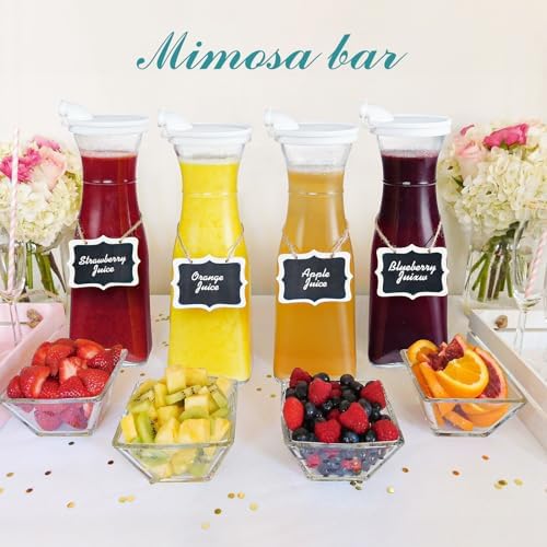 4 Pack Glass Carafe, 1 Liter Carafe for Mimosa Bar, Square Glass
