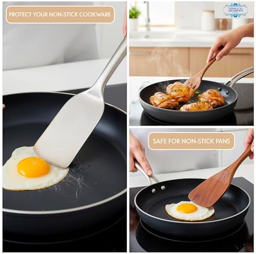 9 Pieces Natural Teak Wood Kitchen Utensil Set