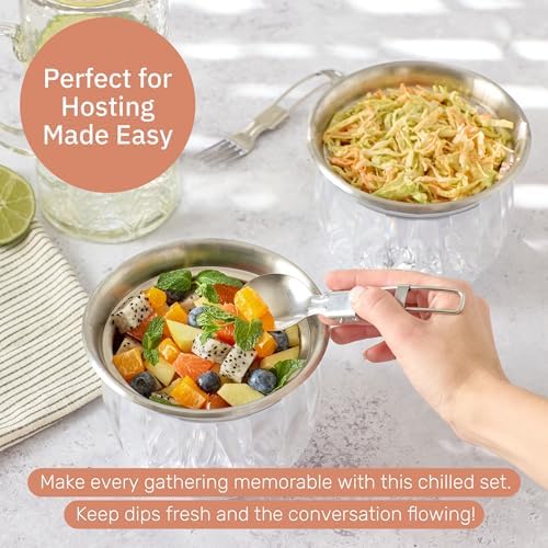 Useful Co. Dip Chiller Bowl with Lid, 20oz 2-Pack, Chilled Serving