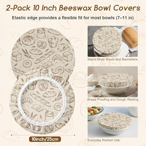 Britimes Beeswax Bowl Covers, 2 Pack