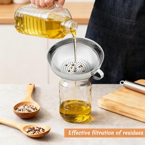 Canning Funnel with Strainer, Wide Mouth Funnels for Filling Wide and