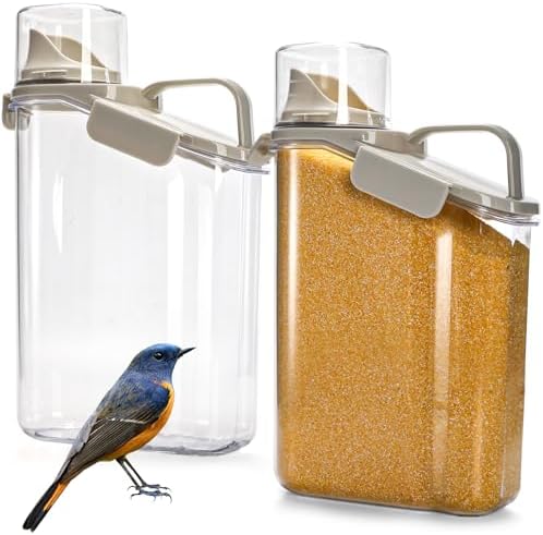 DEAYOU 2 Pack Bird Seed Storage Container, 3 Qt/2.8 L Airtight Cereal