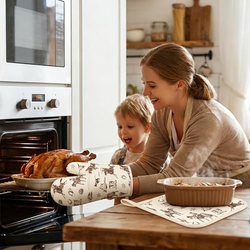 JarThenaAMCS Cowboy Oven Mitts and Pot Holders Set, 4 Pcs