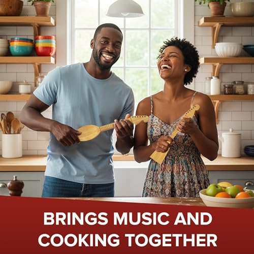 Guitar Bamboo Cooking Utensils Set (4-Piece) | Wooden Spoons and
