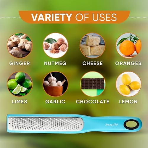 Spring Chef Premium Lemon Zester Grater with Handle - Fruits, Garlic