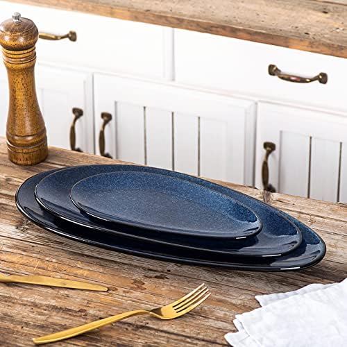 vicrays Large Oval Serving Platters, 16"/14"/10" Porcelain Serving