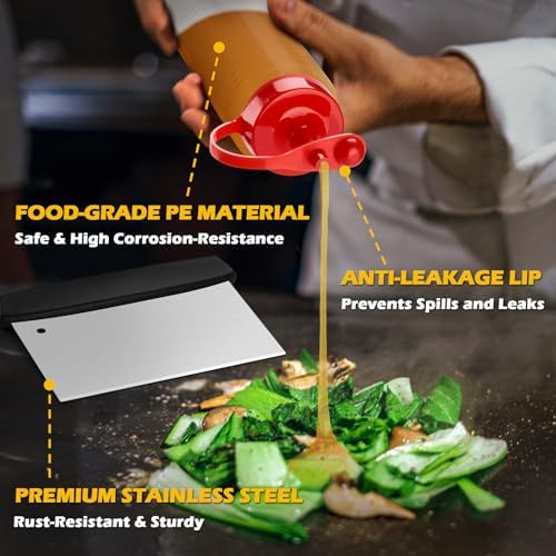 Leonyo Stainless Steel Griddle Spatula Set of 5 for Outdoor Grilling