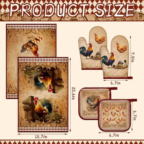 Leinuosen Farm Rooster Kitchen Decor Set