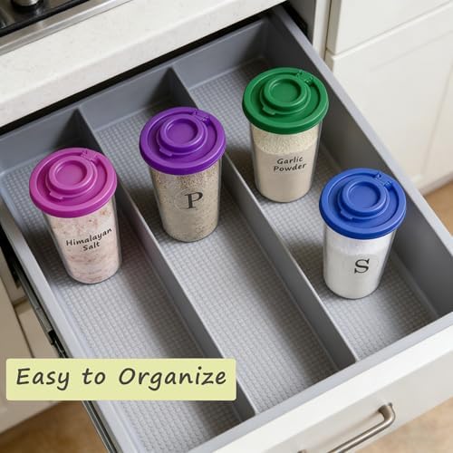 Plastic Salt and Pepper Shakers Set with 4 Color Lids & 20 Labels