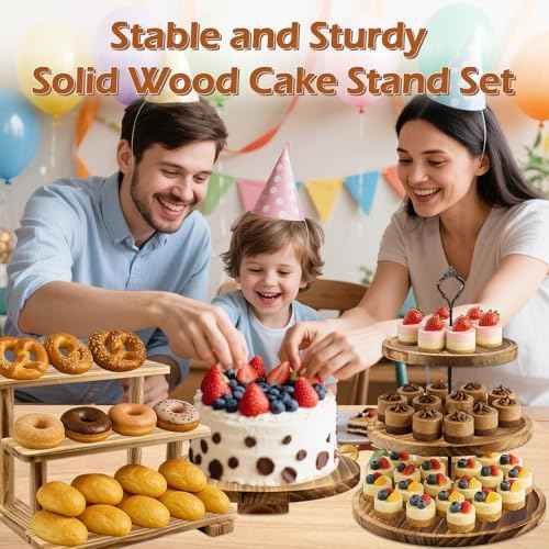 Esmorah Rustic Wooden Dessert Table Display Set of 6, Cupcake Stand