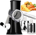 Rotary Cheese Grater with 3 Stainless Steel Blades, Black