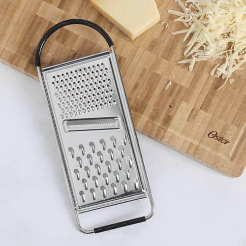 Oster Helmsdale Flat Cheese Grater With Anti-Slip Handle, Stainless
