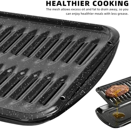 16.75" Broiler Pan for Oven with Rack, Thick Enamel Roasting Pan Set