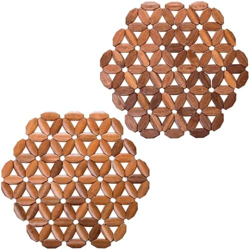 Tlence 8 Pack Bamboo Trivet Mat, Bamboo Hot Plate Pad, Heat Resistant