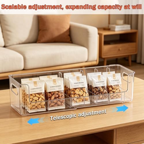 Clear Expandable Snack Organizer for Countertop,Adjustable Pantry