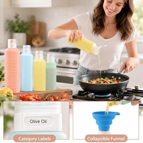 4Pcs Condiment Squeeze Bottles, 16 oz Silicone Squeeze Bottles For