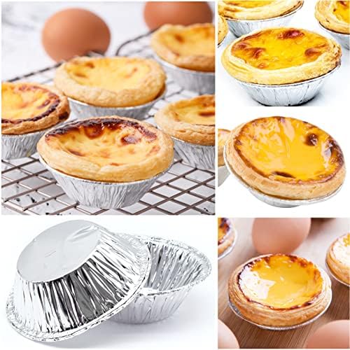 200 PCS Egg Tart Baking Cups, Disposable Aluminum Foil Liners for