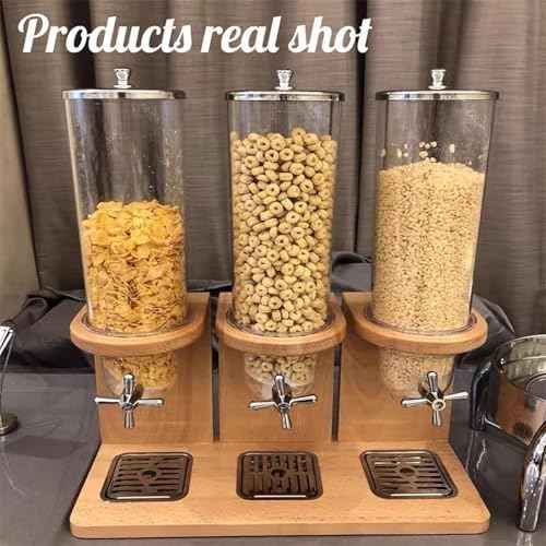 Cereal Dispenser Countertop, 3 Barrel (4L Per Barrel) Dry Food Dispenser, Large Cereal Containers Storage - BPA-Free, Leak-Proof, Ideal for Rice, Nuts, Snacks, Candy & Pasta