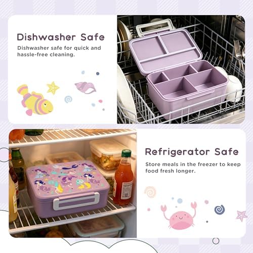 Kids Bento Lunch Box with 8oz Thermo, Ice Pack & Dividers for School
