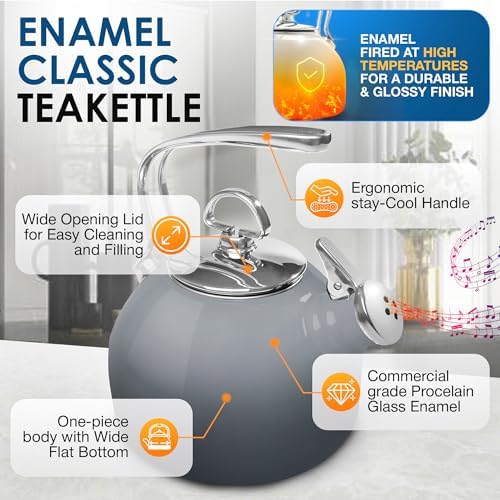Chantal Enamel On Steel Classic Teakettle (Fade Grey)