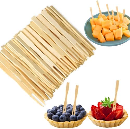 700 Pcs Bamboo Appetizer Forks, PEOUWNES Mini Toothpicks for
