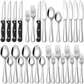 EUIRIO 24 Piece Silverware Set with Steak Knives Food Grade Stainless