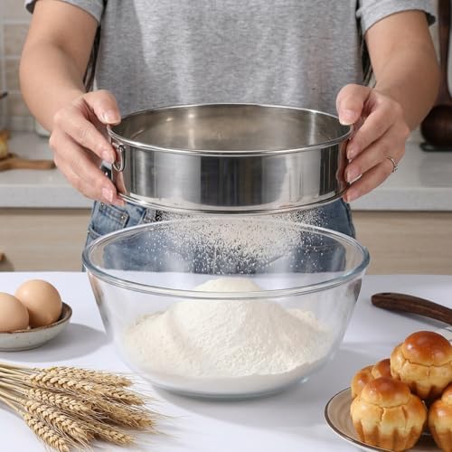 4 Pack Flour Sifter with Hanging Ring, Stainless Steel Fine Mesh