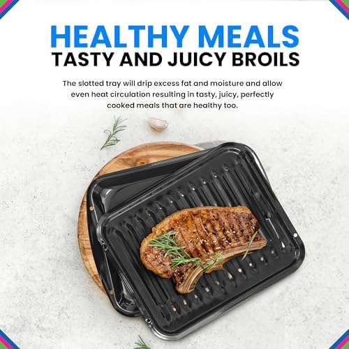 Broiler Pan for Oven Nonstick Porcelain Coated - 16.75” x 12.75”