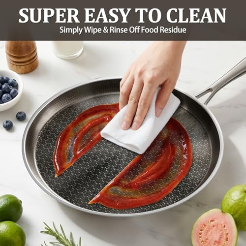 Stainless Steel Crepe Pan, 10 Inch Nonstick Griddle Pan, 5 Layer Non
