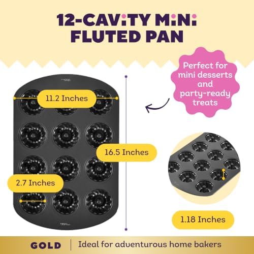 Wilton Gold Non-Stick Mini Fluted Tube Pan, Made Without PFAS