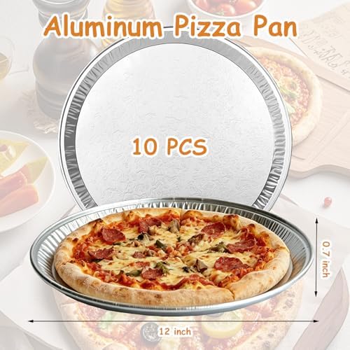 10 Pack Aluminum Disposable Pizza Pans 12Inch Round Foil Pizza Trays