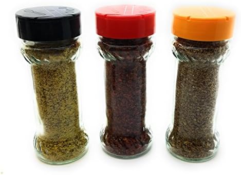 Nakpunar 12 pcs 6 fl oz Glass Spice Bottles Jars with Black Caps