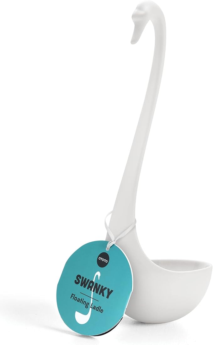 OTOTO Swanky Swan Soup Ladle- Silicone Soup Spoon, Heat Resistant Soup Ladles by OTOTO