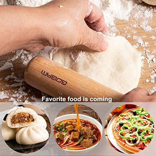 GOBAM Wood Rolling Pin, Small - Dough Roller for Pasta, Cookies, Pie