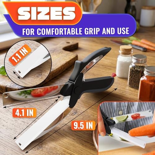 2-in-1 Kitchen Scissors for Food with Safety Lock