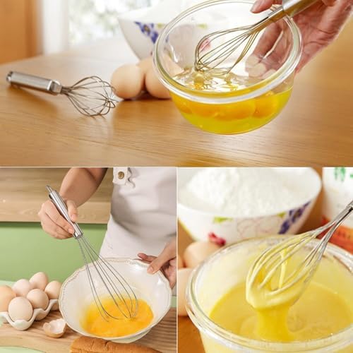 Digead Stainless Steel Whisk Set - 8"+10" Kitchen Wisk, Balloon Whisk