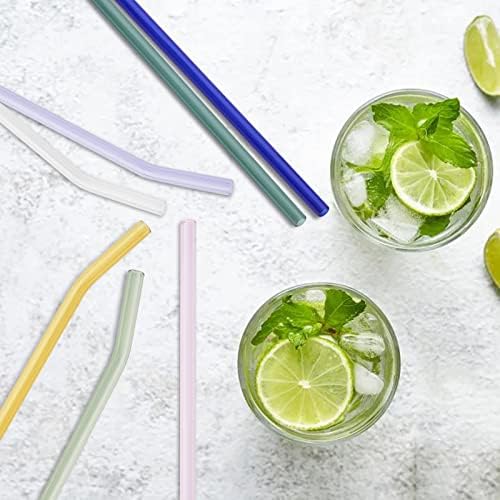 JASHII Reusable Glass Straws, 7.87"×0.3" Clear Smoothie Drinking