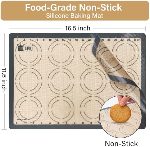 GUANCI Silicone Baking Mats, 2 Pack, 11.6" x 16.5"