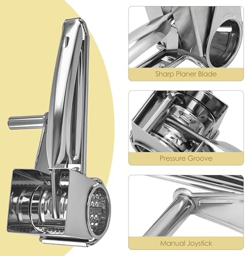 Stainless Steel Rotary Cheese Grater, 4 Drums