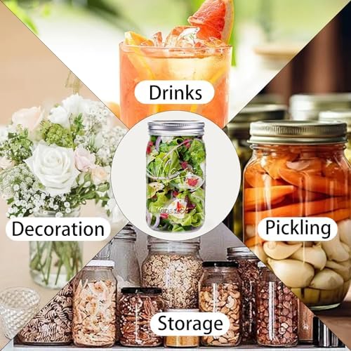 32 oz Mason Jars, 12 Pack with Airtight Lids
