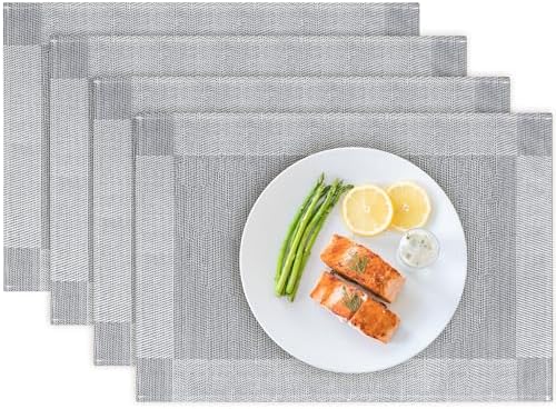 Bloss Placemats Set of 4, Linen Woven Place Mats for Kitchen Table