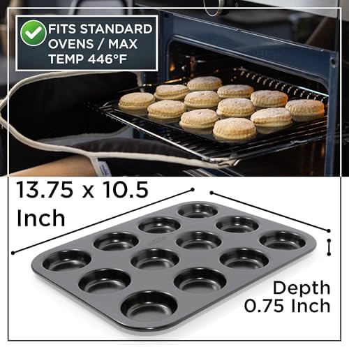 Wrenbury Pro 12 Cup Mince Pie Tin – Carbon Steel Mincemeat Baking Tray